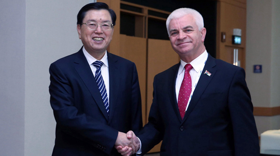 張德江會見白俄羅斯國民會議代表院副主席古明斯基